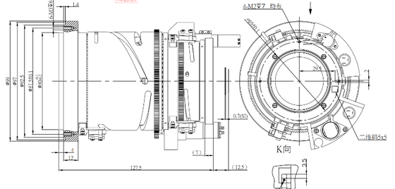 FWD-0326-0R 25-75mm EFL LWIR มอเตอร์ซูมเลนส์ความยาวคลื่น 8-12 μm และไฟฟ้าโฟกัส