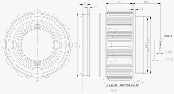 FWD-19-01 19mm LWIR Motorized Zoom Lens ขนาดความยาวคลื่น 8-14μm และอุณหภูมิการทํางาน -40°C ถึง +80°C สําหรับการถ่ายภาพทางความร้อน 256×192@12μm