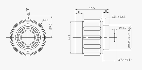 FWD-35 35mm EFL LWIR มอเตอร์ไซด์ซูมเลนส์ความยาวคลื่น 8-12μm และการออกแบบ Athermalized