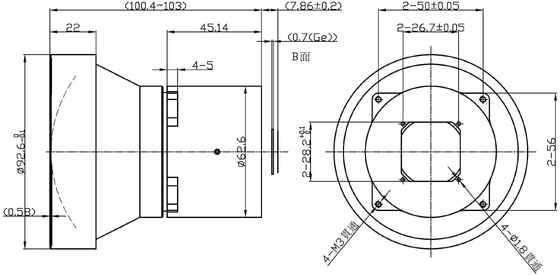 FWD-100 100mm F1.2 1280×1024@12μm LWIR โมเตอร์ซูมเลนส์ความยาวคลื่น 8-12 μm สําหรับการถ่ายภาพความร้อน