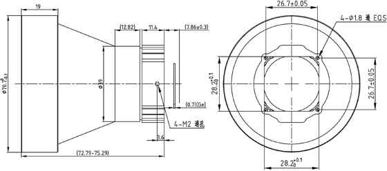 FWD-75 75mm F1.2 1280×1024@12μm LWIR โมเตอร์ซูมเลนส์ความยาวคลื่น 8-12 μm สําหรับการถ่ายภาพความร้อน